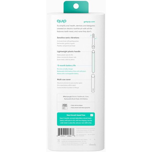 NEW quip Electric Toothbrush - Green (3Months) - Picture 2 of 2